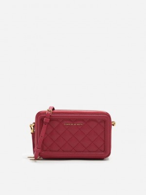 Charles & Keith Kapitone Boxy Long Wallet Kırmızı | VHFB-73120