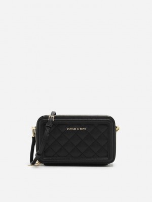 Charles & Keith Kapitone Boxy Long Wallet Siyah | SIRT-86079