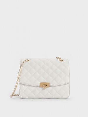 Charles & Keith Kapitone Chain Askılı Bag Beyaz | QOJG-29175