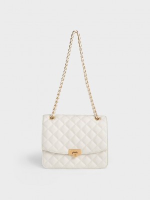 Charles & Keith Kapitone Chain Askılı Clutch Krema | SCUN-74890