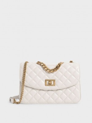 Charles & Keith Kapitone Chain Bag Beyaz | BVXS-42315