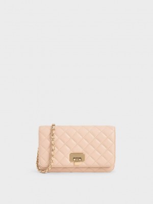 Charles & Keith Kapitone Flip-Lock Clutch Bej Rengi | TQUL-26140