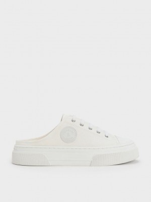 Charles & Keith Kay Kanvas Slip-On Sneakers Beyaz | LJRF-38457