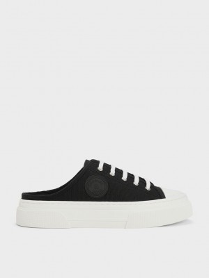Charles & Keith Kay Kanvas Slip-On Sneakers Siyah | GLIC-63975