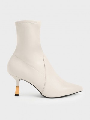 Charles & Keith Kitten Heel Ankle Boots Pembe | BRJO-08736