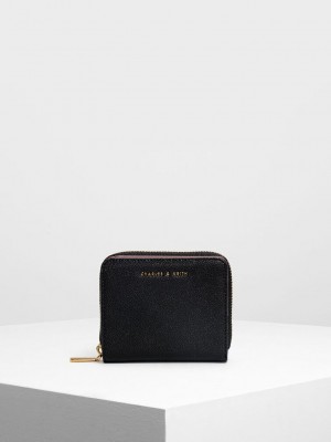 Charles & Keith Klasik Zip Mini Wallet Siyah | EIQY-01652