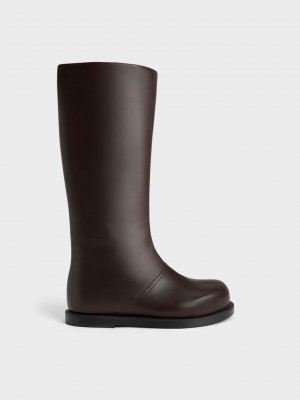 Charles & Keith Knee-High Boots Koyu Kahverengi | XUTI-52761