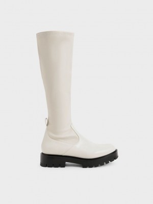 Charles & Keith Knee-High Boots Pembe | QMEW-70381