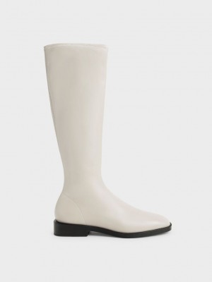 Charles & Keith Knee High Düz Boots Pembe | WTUD-70835