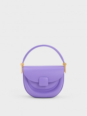 Charles & Keith Koa Half-Moon Saddle Bag Mor | BEOK-31269
