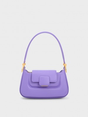 Charles & Keith Koa Push-Lock Top Handle Bag Mor | KFEU-84765