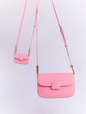 Charles & Keith Koa Square Push-Lock Shoulder Bag Pembe | QHAO-56980