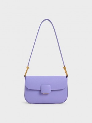 Charles & Keith Koa Square Push-Lock Shoulder Bag Mor | XFYI-84679