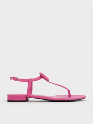 Charles & Keith Koa Tanga Sandals Pembe | ZROA-01273