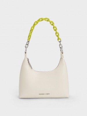 Charles & Keith Koi Chain Handle Shoulder Bag Krema | KXUN-23879