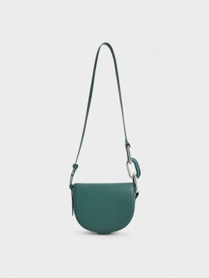 Charles & Keith Kora Saddle Crossbody Bag Turkuaz | MDOZ-69351