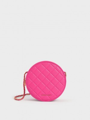Charles & Keith Kwan Kapitone Circle Bag Küpe Çiçeği | ZWSA-92687