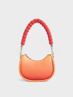 Charles & Keith Lana Curved Shoulder Bag Sunset | NWUC-89720
