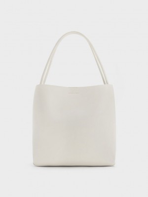 Charles & Keith Leia Tote Bag Krema | QWEM-15498