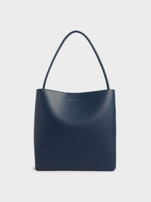 Charles & Keith Leia Tote Bag Mavi | XYQN-82435