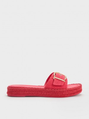 Charles & Keith Linen Buckled Espadril Düz Sandals Küpe Çiçeği | IXKY-34758