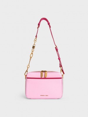 Charles & Keith Lock & Key Chain Handle Bag Pembe | ZVLA-01298