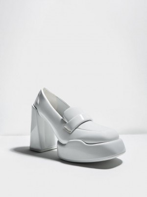 Charles & Keith Lula Rugan Loafer Pumps Açık Gri | SAJI-47318