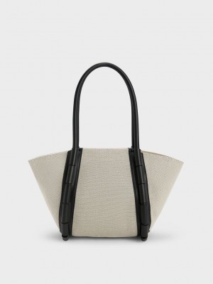 Charles & Keith Machina Kanvas Tote Bag Renkli | KQXM-79321
