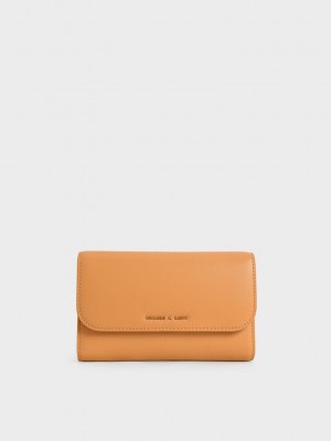 Charles & Keith Magnetic Front Flap Long Wallet Pumpkin | KNED-43682