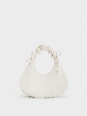 Charles & Keith Maisy Ruched Naylon Bag Beyaz | KEMA-51648