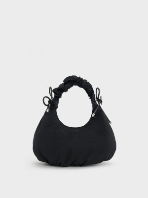 Charles & Keith Maisy Ruched Naylon Bag Siyah | OTCA-15287