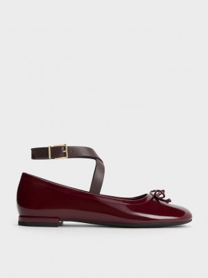 Charles & Keith Margot Rugan Crossover-Askılı Ballerinas Bordo | BLQI-30746