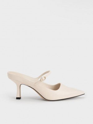 Charles & Keith Mary Jane Topuklu Mules Pembe | JOFW-40895