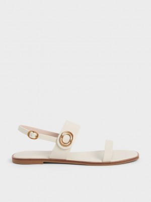 Charles & Keith Metallic Accent Back Askılı Sandals Pembe | KDUC-82397