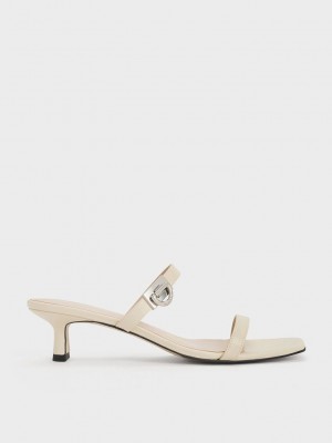 Charles & Keith Metallic Accent Double Askılı Mules Pembe | BLMC-23791