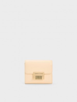 Charles & Keith Metallic Accent Kısa Wallet Bej Rengi | YJSU-17245