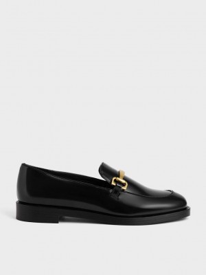 Charles & Keith Metallic Accent Loafers Siyah | WFZR-04917