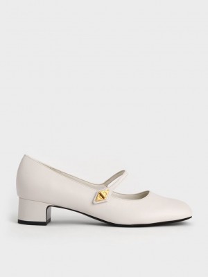 Charles & Keith Metallic Accent Mary Jane Pumps Pembe | YPDC-98206
