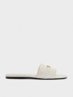 Charles & Keith Metallic Accent Round-Burunlu Terlik Sandals Pembe | EGLI-95416