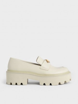 Charles & Keith Metallic Accent Tıknaz Platform Penny Loafers Pembe | GCSO-98514