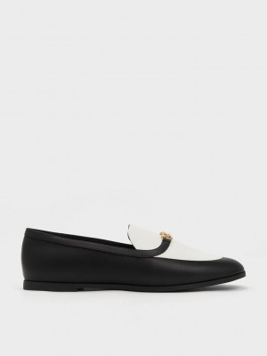 Charles & Keith Metallic Accent Two-Tone Round-Burunlu Loafers Renkli | FMRU-01586