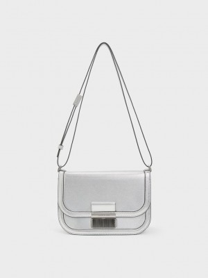 Charles & Keith Metallic Charlot Bag Gümüş | OEJG-75461