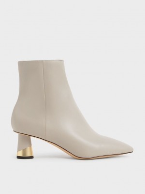 Charles & Keith Metallic Heel Ankle Boots Pembe | NTZX-51742