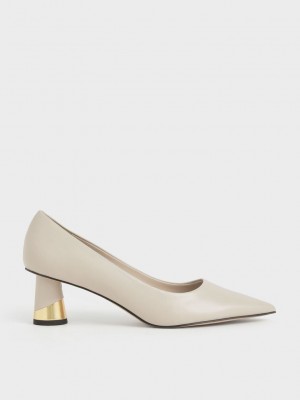 Charles & Keith Metallic Sculptural Heel Pumps Pembe | YLTQ-24308
