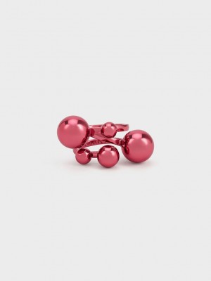 Charles & Keith Metallic Sphere Sculptural Ring Küpe Çiçeği | NZYD-67920