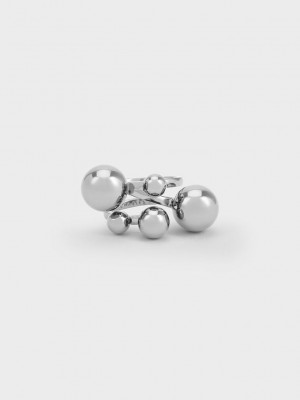 Charles & Keith Metallic Sphere Sculptural Ring Gümüş | HPDB-20631
