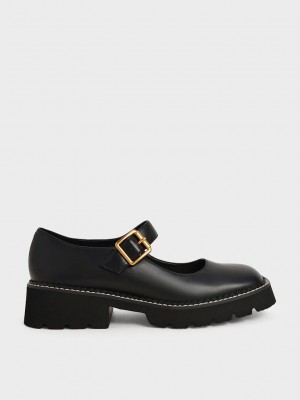 Charles & Keith Metallic Tokalı Mary Janes Siyah | BQFZ-68701