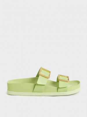 Charles & Keith Metallic Tokalı Terlik Sandals Açık Yeşil | WTCU-95176