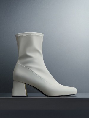 Charles & Keith Metallic Trapeze Heel Ankle Boots Pembe | SATW-26509