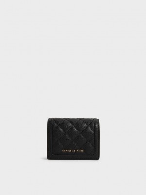 Charles & Keith Micaela Kapitone Card Holder Siyah | OVTJ-63421